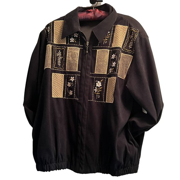 Alfred Dunner: Vintage Faux Suede Drop Shoulder Bomber Style - Picture 4 of 7